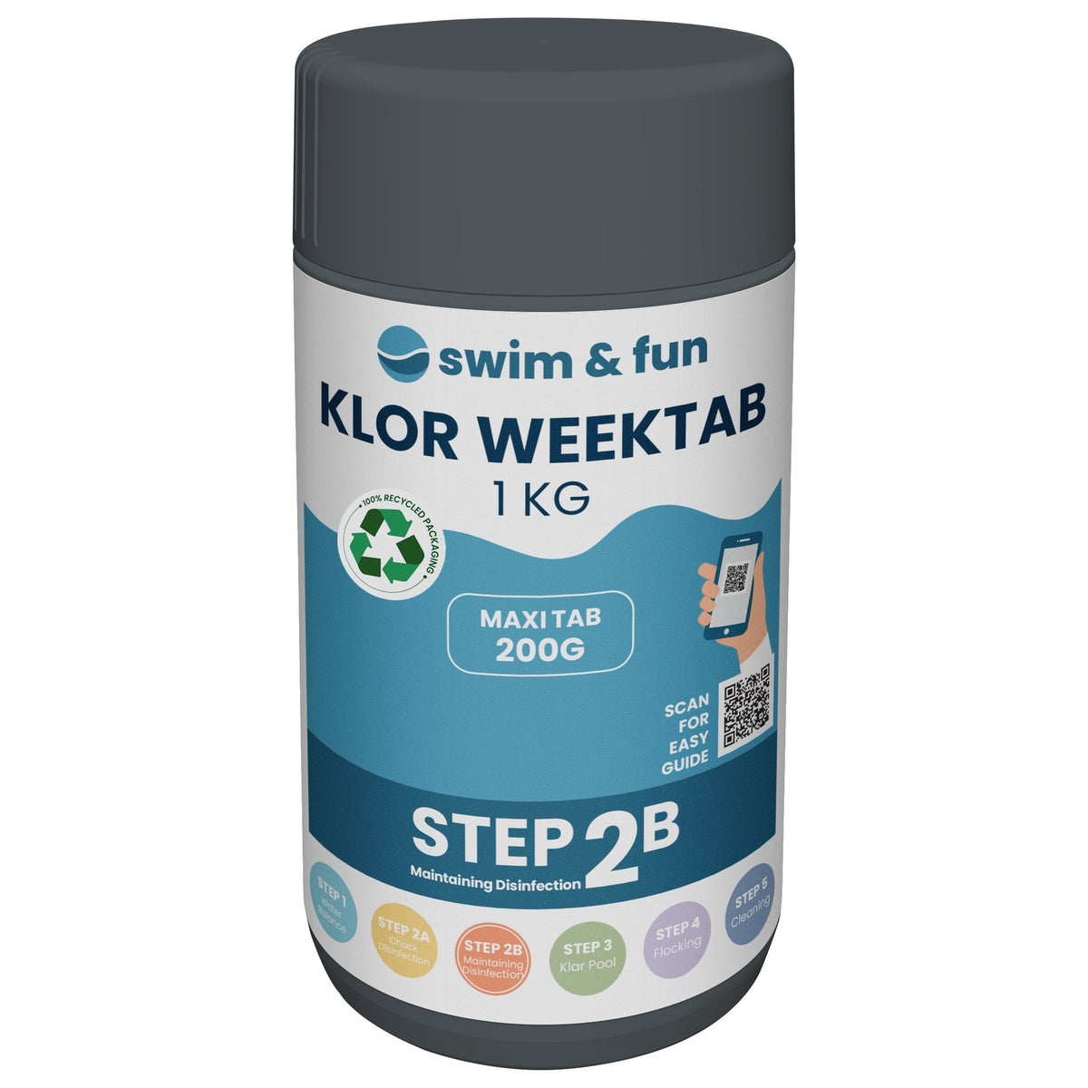 Swim & Fun Klor WeekTab 200g, 1kg - klor til pool vedligeholdelse