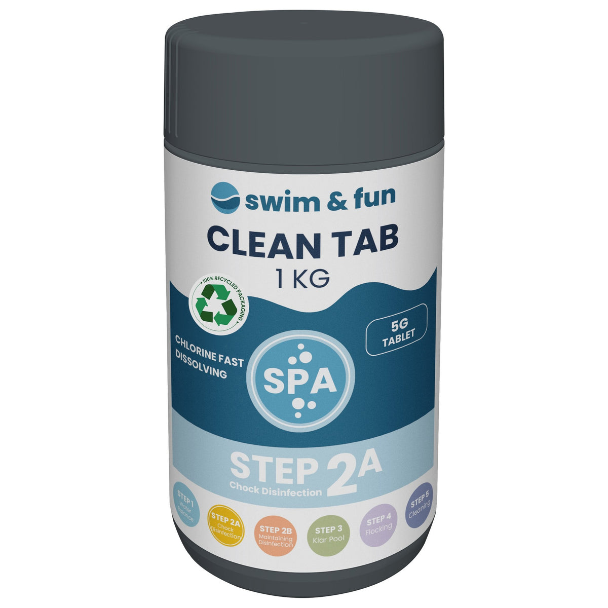 Swim & Fun Spa CleanTab 5g, 1kg beholder til desinfektion af badevand