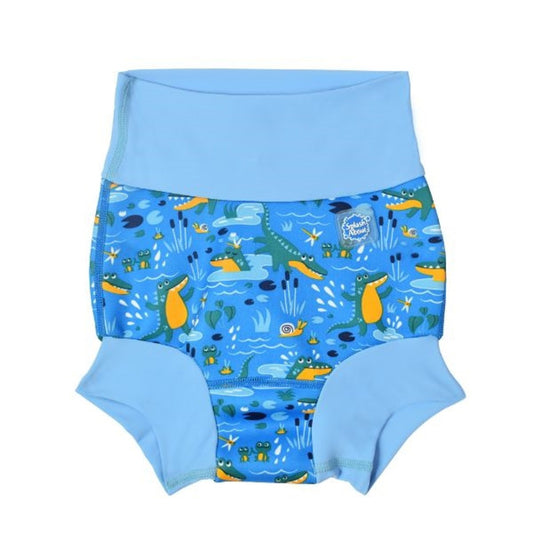 Happy Nappy blebukser Crocodile Swamp blå med krokodiller og frøer