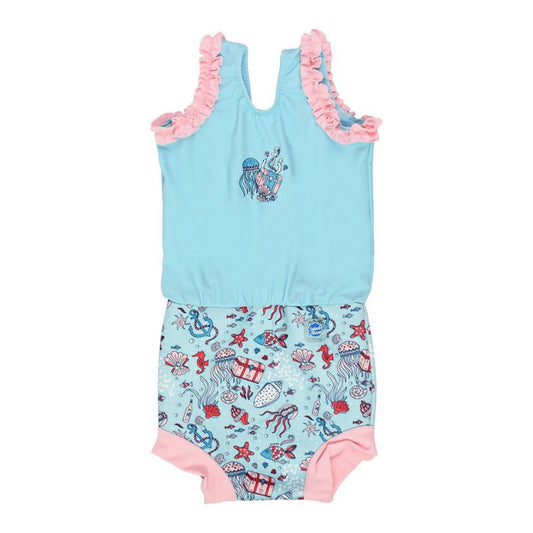 Splash About Happy Nappy Costume baby swim nappy with jellyfish graphic and nautical pattern