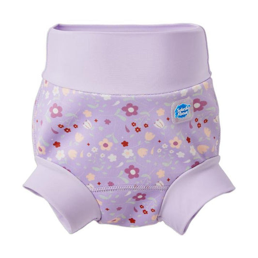 Happy Nappy Blebukser – Lilac Spring med blomstermønster til babysvømning