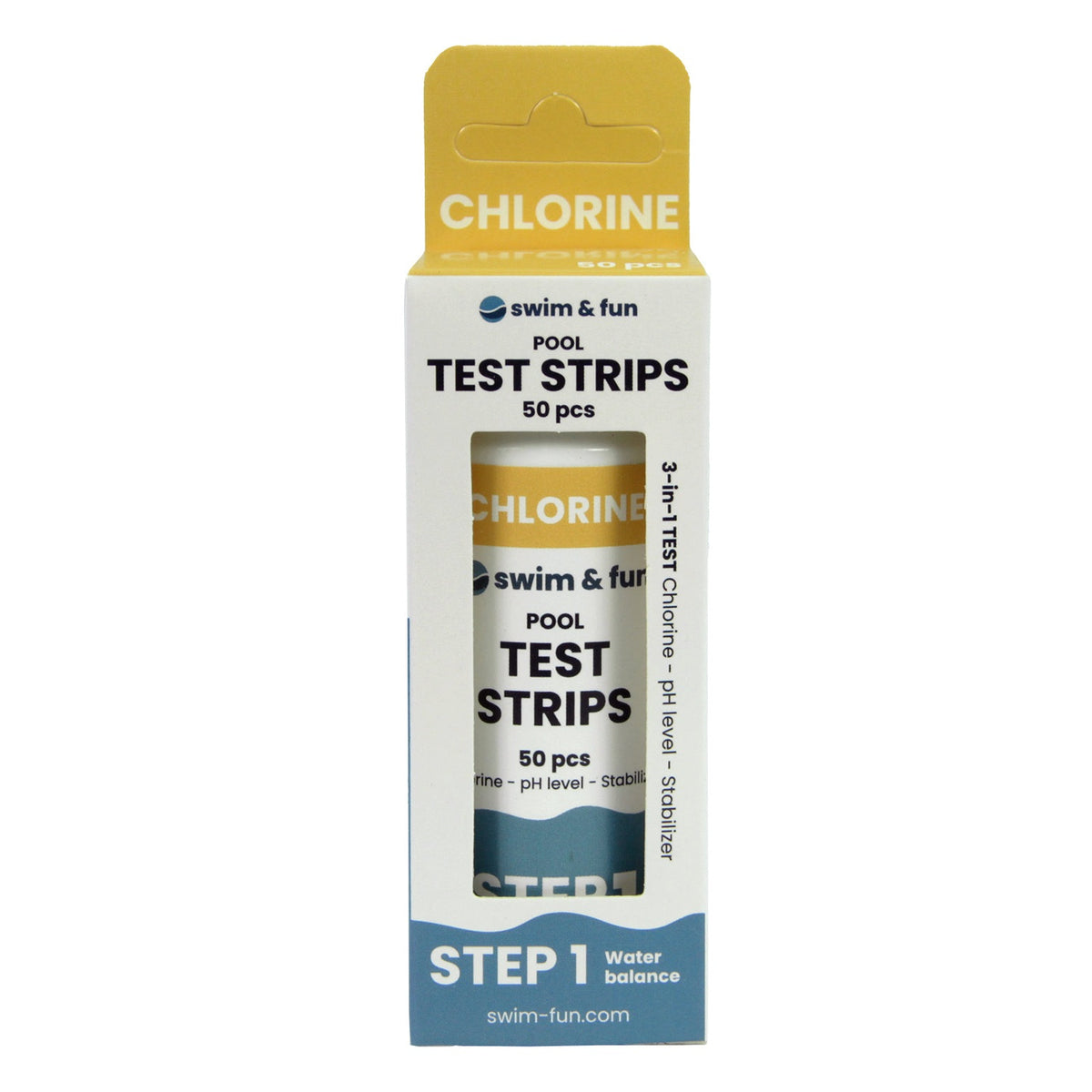 Swim Fun Pool Test Strips til klor, pH og stabilisator 50 stk
